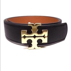 NEW TORY BURCH 1.5" LEATHER REVERSIBLE LOGO BELT